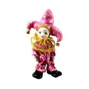 Pink Eros Triangle Jester Clown Doll Bendable / Poseable / Hand Painted